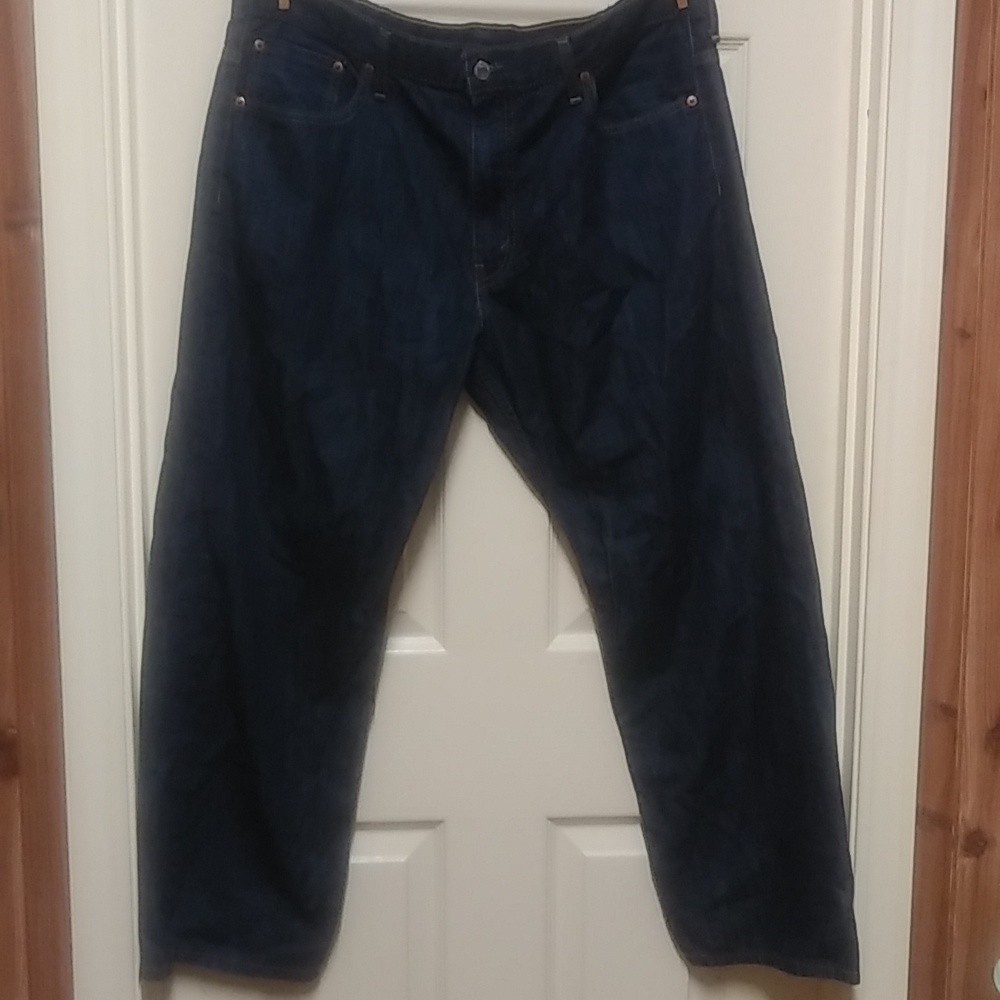LEVIS 569 Men’s Loose Straight Fit Dark Wash Jeans 38x30 Yellow Stitching